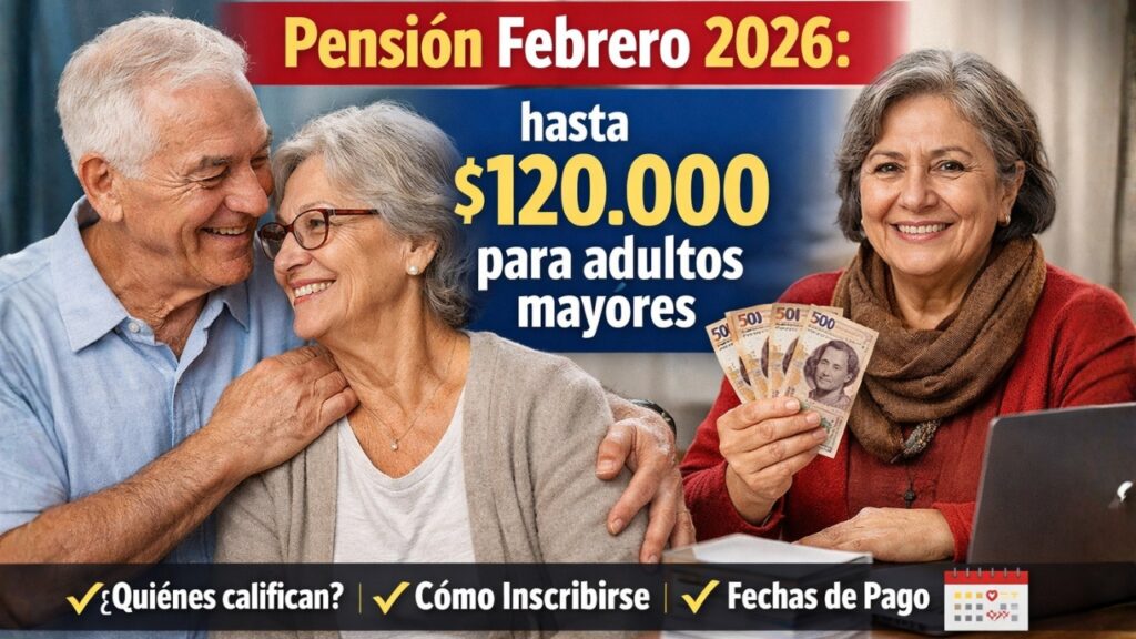 Pensión Febrero 2026: hasta $120.000 para adultos mayores — quiénes califican, cómo inscribirse y fechas de pago